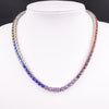 Rainbow 7 colors crystal 1 row tennis chain men women jewelry hip hop rap rock gift necklace gold silver color iced out bling