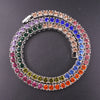 Rainbow 7 colors crystal 1 row tennis chain men women jewelry hip hop rap rock gift necklace gold silver color iced out bling