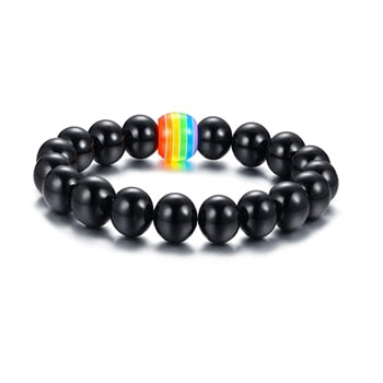 Rainbow Bracelet For Couples Chakra Bracelet For Lovers Tiger Eye Lava Stone Bracelet For Women Men 2020