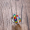 Rainbow Double Circle Women Necklaces Pendant LGBT Lesbian Female Jewelry 20&quot; Chain