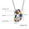 Rainbow Double Circle Women Necklaces Pendant LGBT Lesbian Female Jewelry 20&quot; Chain