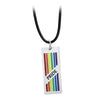 Rainbow Rectangle Tag Pendant Necklace LGBT Lesbian Gay Pride Flag Jewelry