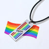 Rainbow Rectangle Tag Pendant Necklace LGBT Lesbian Gay Pride Flag Jewelry