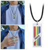Rainbow Rectangle Tag Pendant Necklace LGBT Lesbian Gay Pride Flag Jewelry
