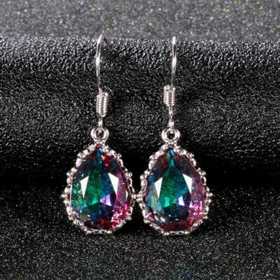 Rainbow Topaz Gemstone Women's Drop Earrings Silver Earrings New Design 2020 Wedding Jewelry Daily Accessories