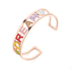 Rainbow White Crystal Dream Letter Cuff Bracelet Adjustable Love Heart Star Stainless Steel Bangles For Woman Jewelry Gift 2022