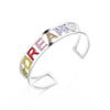 Rainbow White Crystal Dream Letter Cuff Bracelet Adjustable Love Heart Star Stainless Steel Bangles For Woman Jewelry Gift 2022