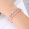 Rainbow White Crystal Dream Letter Cuff Bracelet Adjustable Love Heart Star Stainless Steel Bangles For Woman Jewelry Gift 2022