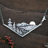 Range Mountain Pines Sun Landscape Pendant Necklaces For Women Party Jewelry Chain Statement Necklace Gift Female Collar