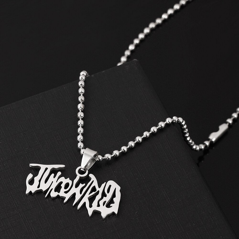 Rapper Juice WRLD Name Necklace Letters Pendant Stainless Steel Charm Hip-hop Rock Jewelry For Man Fans Collar Chain