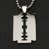 Razor Blade Necklace Shaver Army Military Silver Color Pendant United States USA Stainless Steel Hip Hop Jewelry Men