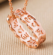 Real 18K Solid Yellow Gold Buddhism Openable Six words Amulet Locket Chain Pendant Necklace For Women Buddhism Religious Jewelry