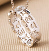 Real 18K Solid Yellow Gold Buddhism Openable Six words Amulet Locket Chain Pendant Necklace For Women Buddhism Religious Jewelry