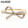 Real 18K Yellow Gold Diamond Bangle Unique Bowknot Shape Simulated Diamond Wedding Bangles For Women Fine Jewelry Gifts