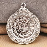 Real 18k Au750 Solid Yellow Gold lotus flower Round Disc Buddhism Religious Chain Pendant Necklace Jewelry For Women/Men Gift