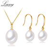 Real 18k gold jewelry sets,natural pearl pendant earrings jewelry sets AU750,white pearl jewelry for women fine gift