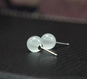 Real 925 Silver Natural Opal Jade Agate Women Stud Earrings Fashion Anti-allergy 925 Jewelry Girl Gift Brand EWC029