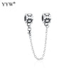 Real 925 Sterling Silver Beads Safety Chain Flower European Charms Beads Fit Style Bracelet Original Jewelry Making