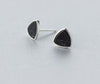 Real. 925 Sterling Silver Black /white/blue Turquoise triangle stud Earrings sterling-silver-jewelry geometric 8MM GTLE1021