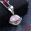 Real 925 Sterling Silver Box Chain Zircon Ball Necklaces Pendant Fashion Sterling-Silver-Jewelry Statement Necklace For Women