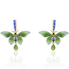 Real 925 Sterling Silver Earrings Long Large Butterfly Cloisonne Enamel Natural Jade Pendant Women Fashion Accessories