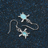 Real 925 Sterling Silver Fine Jewelery Drop Earrings Blue Fire Opal Silver Earrings Tortoise Shape Gift for Women(Lam Hub Fong)