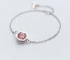 Real. 925 Sterling Silver Fine Jewelry 8MM Natural strawberry Quartz Stone into the circle Chain Bracelet GTLS516