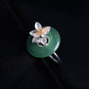 Real 925 Sterling Silver Flowers Earrings For Women Natural Jade Simple Design Hook Drop Earrings Elegant Jewelry