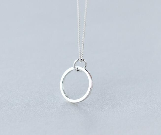 Real. 925 Sterling Silver Jewelry Circle Round /Triangle / Square Necklace /Pendants Geometric jewelry box chain 18inch GTLX727