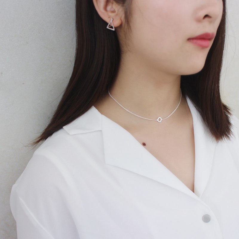 Real 925 Sterling Silver Jewelry Cross and Circle Choker Necklaces Silver 925 Women Jewelry Party Gift Colar collana SUMMERLOVE