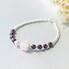Real. 925 Sterling Silver Jewelry Natural Rose Quartz Stone &Red Garnet with Lucky Round Bead Bracelet Charms GTLS335