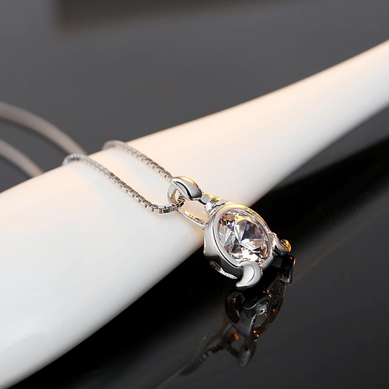 Real 925 Sterling Silver Jewelry White CZ 2 Carat Scorpio Constellation Pendant Necklaces For Women Jewelry