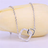 Real 925 Sterling Silver Long Necklace Pendant Fashion Geometric Love Heart Sterling-Silver-Jewelry Statement Necklace For Women