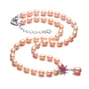 Real 925 Sterling Silver Necklace,White Natural Pearl Women Jewelry Necklace,Red Flower Zircon Beads Jewelry Necklace