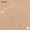 Real 925 Sterling Silver New Simple Hollow Square Style Bracelets for Women Fine Sterling-Silver-Jewelry Brand SSB006