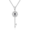 Real 925 Sterling Silver Pendant With Chain 6 Kinds Natural Gemstone Black Sapphire Key Pendant Necklaces For Women Fine Jewelry