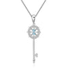 Real 925 Sterling Silver Pendant With Chain 6 Kinds Natural Gemstone Black Sapphire Key Pendant Necklaces For Women Fine Jewelry