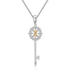 Real 925 Sterling Silver Pendant With Chain 6 Kinds Natural Gemstone Black Sapphire Key Pendant Necklaces For Women Fine Jewelry