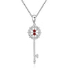 Real 925 Sterling Silver Pendant With Chain 6 Kinds Natural Gemstone Black Sapphire Key Pendant Necklaces For Women Fine Jewelry