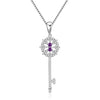 Real 925 Sterling Silver Pendant With Chain 6 Kinds Natural Gemstone Black Sapphire Key Pendant Necklaces For Women Fine Jewelry