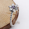 Real 925 Sterling Silver Rings Forget Me Not Purple & Clear CZ Finger Rings for Women Wedding Jewelry Gift