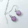 Real 925 Sterling Silver Round White Opal Drop Earrings Classic Dangle Earrings for Women Bridal Wedding Jewelry (Lam Hub Fong)