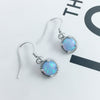 Real 925 Sterling Silver Round White Opal Drop Earrings Classic Dangle Earrings for Women Bridal Wedding Jewelry (Lam Hub Fong)