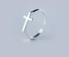 Real. 925 Sterling Silver Sidew Cross Ring religion jewelry adjustable GTLJ1116