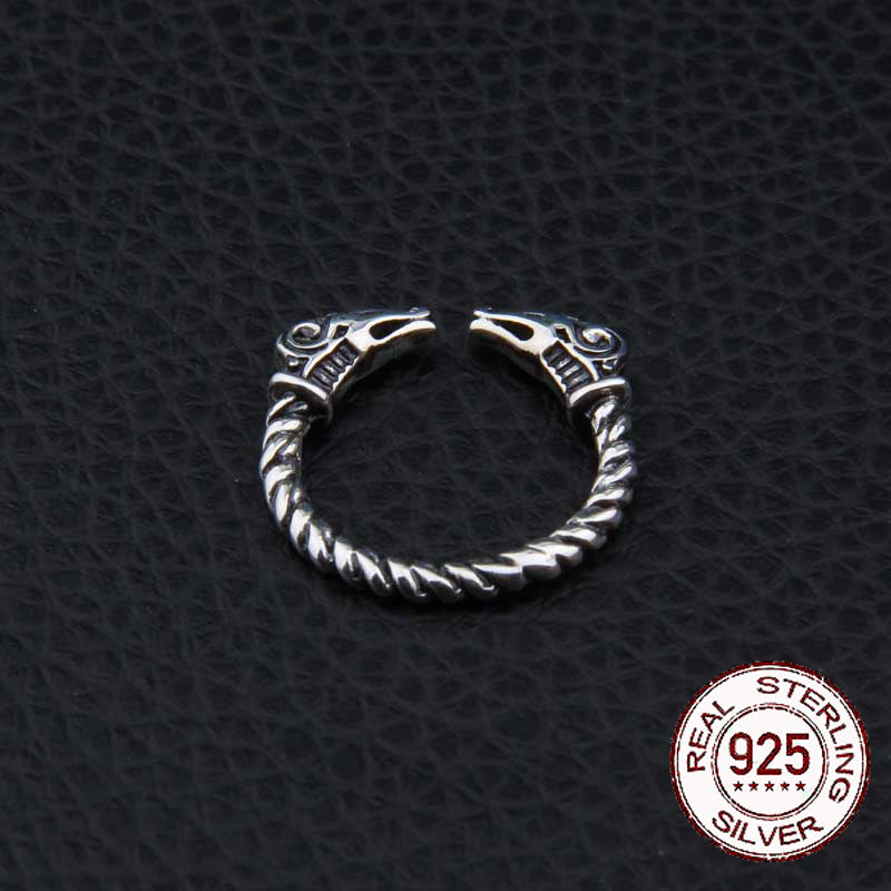 Real 925 Sterling Silver Viking Adjustable Goat Ring