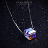 Real. 925 Sterling Silver jewelry Color Changed Austria Crystal Geometric Heart/ Star/ Cube Pendant Necklace 18 Chain X436