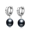 Real 925 silver black natural pearls earrings women,precious girl jewelry bridal white hanging hoop pearl earrings