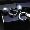 Real 925 silver black natural pearls earrings women,precious girl jewelry bridal white hanging hoop pearl earrings