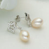 Real 925 silver natural pearl earrings,Moon and stars Temperament Elegant pearl earrings for charm women best gifts