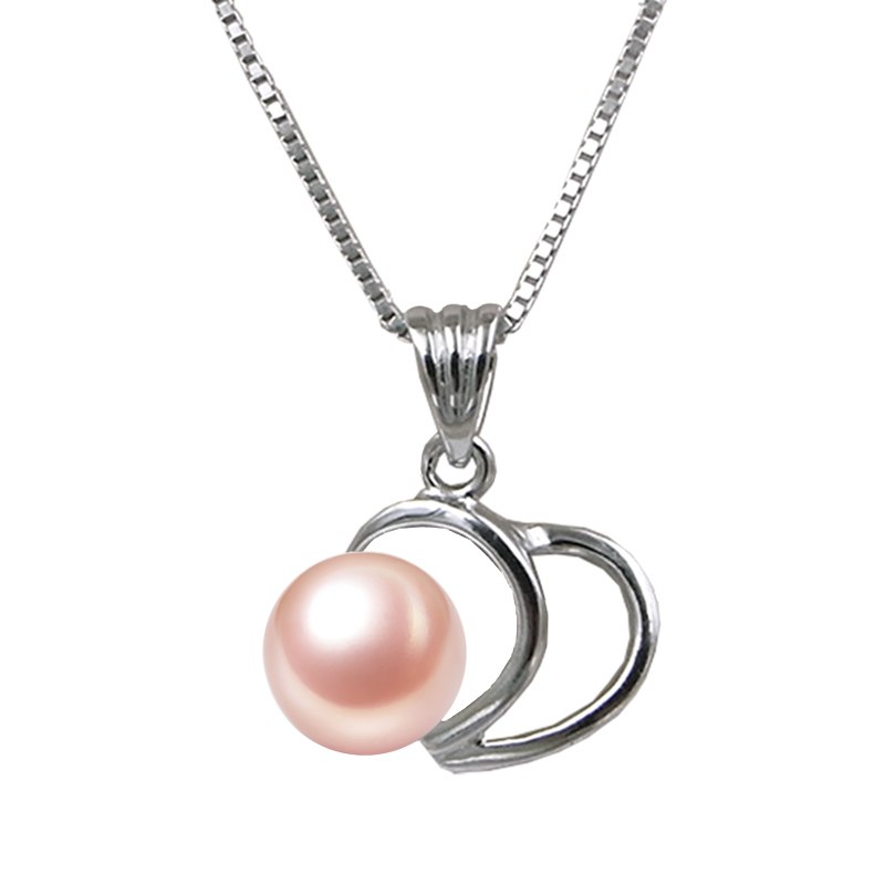 Real 925 solid silver necklace with Natural pearls pendant fashion heart design charms pendant for women fine jewelry gift